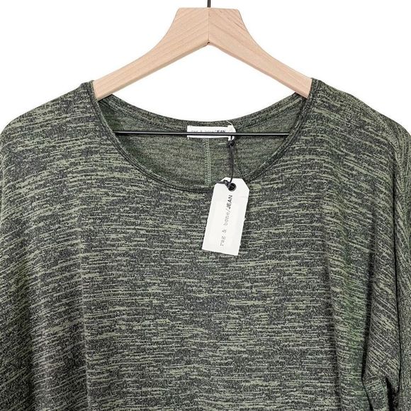 Rag & Bone/JEAN Amelie Long Sleeve Top Relaxed Fit Heathered Olive XXS NWT - Picture 3 of 7